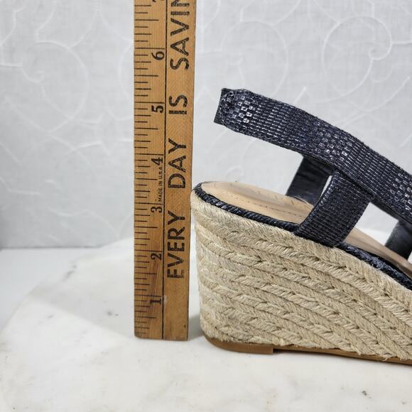 Lauren Ralph Lauren Penelopie Wedge Sandals Womens 8 Blue Espadrille - Picture 14 of 14